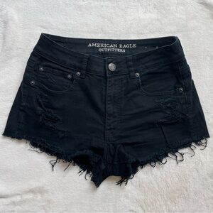 American Eagle Outfitters Black Ripped Jean Shorts